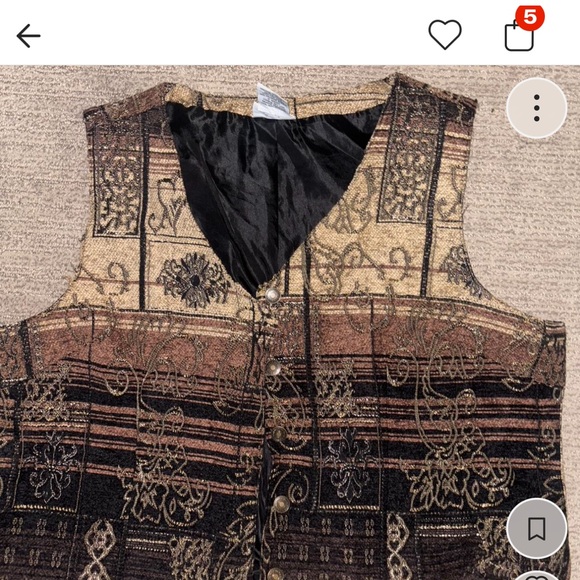 Jackets & Blazers - Vintage Tapestry Vest with Button Closure